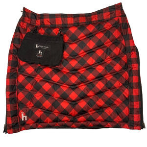Heim-made Womens Plaid Puffer Minne Skirt Size XL Red Reversible Black Apres Ski